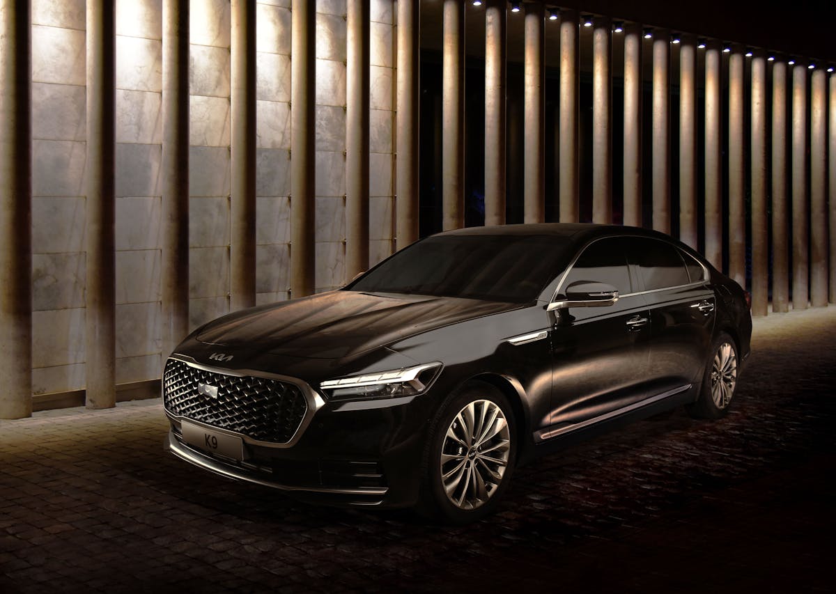 Black luxury sedan parked outdoors